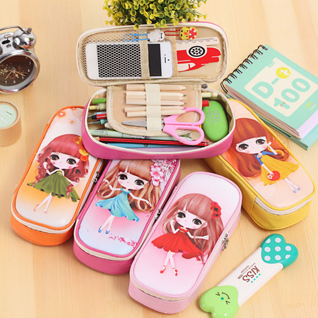 Large-capacity multifunctional girl pencil case cute student stationery storage stationery bag creative high-value girl pencil