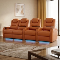 Ensemble de canapés inclinables électriques en cuir véritable pour salon moderne, quatre places, structure en bois, multicolores, avec mousse à mémoire de forme extensible