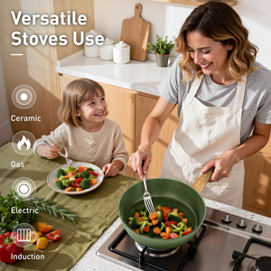Juego de Ollas de Cocina con Revestimiento Cerámico Antiadherente, de Aleación de Aluminio Forjado, Aptas <span class=keywords><strong>para</strong></span> Inducción, <span class=keywords><strong>Sartenes</strong></span> y Cacerolas, con Logotipo Personalizado - Product Image 3