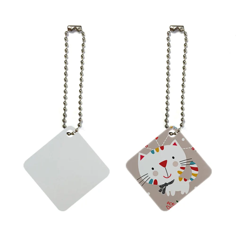 Sous-banque Blanc En Aluminium Colorant Sublimation Dog Tag Blancs Double Côtés Impression Id Nom Pet Tags Porte-clés Collier Pendentif Ornement