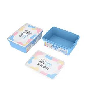 Rectangle 1L 500g printed IML plastic ice cream Biscuit butter bucket tub container with tamper evident lid