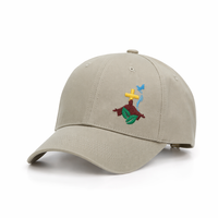 Casquette de baseball structurée à 6 panneaux personnalisée, en sergé de coton kaki, avec broderie multicolore motif colombe croisée, pour événements religieux