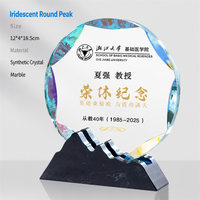 Trophée personnalisé en cristal, forme de sommet de montagne bleue, plusieurs styles, pour reconnaissance des équipes et des employés