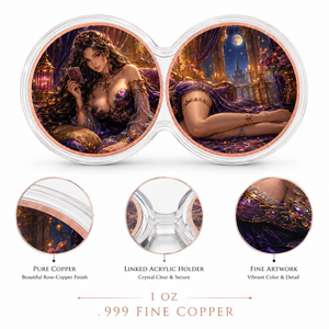 Lot de 2 pièces de 1 oz en cuivre, ensemble de pièces jumelles imprimées en 2D, motif Carte de Tarot, Déesse, Lune, Château, Floral, pour collection d'art fantastique et cadeau - Product Image 4