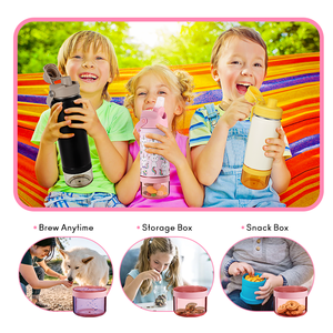 थर्मस किड्स स्ट्रॉ पानी की बोतल थर्मल स्टेनलेस स्टील लीक प्रूफ BPA मुक्त पानी की बोतल खाद्य भंडारण हटाने योग्य तल के साथ - Product Image 3