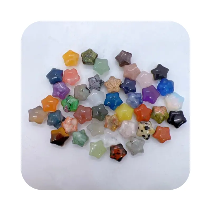 Factory price Natural Crystal Healing Gemstone small size Star shape cute colorful carving polished Crafts For Home Decorations