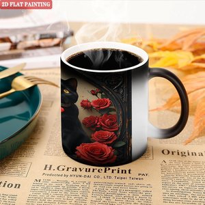 Taza Mágica Esmerilada de 11 oz, Taza de Cerámica Negra que Cambia de Color con el Calor, para Uso Diario - Product Image 5