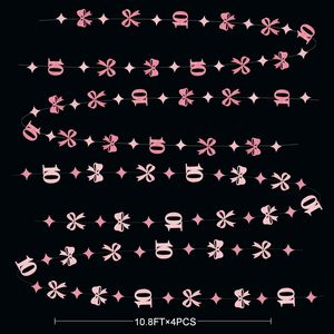 Guirlande de nœuds rose vif pour 10e anniversaire, bannière de décoration scintillante pour célébrer les 10 <span class=keywords><strong>ans</strong></span> - Product Image 2