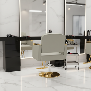 Ghế làm tóc bằng da tổng hợp có thể điều chỉnh độ cao thủy lực dành cho nữ, salon làm đẹp, tiệm cắt tóc, chân đế bằng kim loại, chỗ ngồi thoải mái - Product Image 3