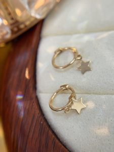 Xinfly Ready to Ship Low MOQ 1 Pair <b>Solid</b> 18K Gold AU750 <b>Earrings</b> Fashion Jewelry for Women - Product Image 3
