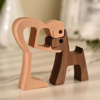 Figurine de chien en bois sculpté, design moderne, modèle rond, décoration pour la maison et le bureau, ornement de table de Noël