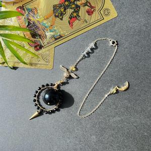DIY Natural Obsidian Pêndulo Cristal Cura Pedras <span class=keywords><strong>Suncatcher</strong></span> Witchcraft Sphere Planet Colar para Carro Pendurado Presentes - Product Image 3