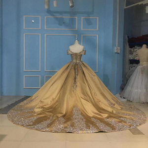 Robes de soirée formelles à sequins dorés de luxe, épaules dénudées, de Dubaï Jancember 9791-1 - Product Image 2