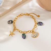 Bracelet Bohème Océanique pour Femme en Acier Inoxydable Plaqué Or 18K PVD, Anti-ternissement, Étanche, avec Coquillages et Étoiles de Mer – Cadeau Idéal pour Femme
