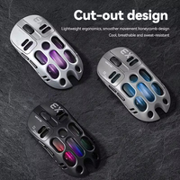Souris de jeu sans fil T-WOLF X3, design ajouré, RGB, capteur 3311, 12000 DPI, tri-mode sans fil, avec connexion filaire et Bluetooth