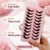 Ensemble de faux cils style manga, cils en grappe effilés et pointus, cils en bande complète de longueurs variées