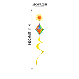 Moulin à vent suspendu coloré de 140 cm pour extérieur, décoration de jardin, <span class=keywords><strong>papillon</strong></span> <span class=keywords><strong>et</strong></span> abeille de dessin animé, queue spirale bouclée, pour patio, cour, véranda - Product Image 5