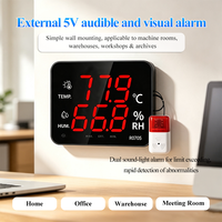 NUEVO Termómetro Higrómetro Digital de Escritorio con Pantalla LED, Alarma Audible y Visual Externa, Reloj, USB, OEM, Plástico, para Uso Doméstico