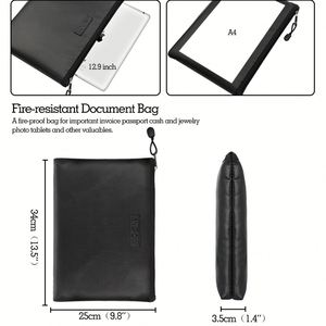 CUSTOM High Quality Fireproof <b>Document</b> <b>Bag</b> Wholesale Water-Resistant Folder File Storage Pouch for Money/Cash/Safe Storage - Product Image 4