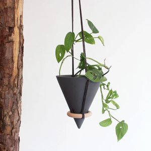 Vente en gros <span class=keywords><strong>pot</strong></span> de fleur moderne pour décoration de jardin intérieur <span class=keywords><strong>pot</strong></span> de fleurs suspendu en céramique noir mat <span class=keywords><strong>avec</strong></span> <span class=keywords><strong>corde</strong></span> - Product Image 2