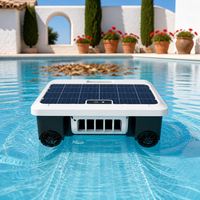 Robot de nettoyage automatique des surfaces avec brosse rotative, panier à débris de 3 L pour feuilles flottantes et déchets de piscine