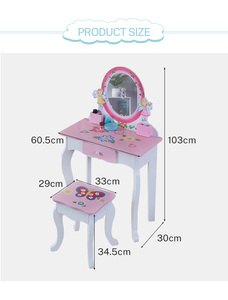 Muebles de Dormitorio Modernos, Tocador Infantil con Espejo y Taburete, Mesa de <span class=keywords><strong>Maquillaje</strong></span> de Madera MDF <span class=keywords><strong>para</strong></span> <span class=keywords><strong>Niñas</strong></span> - Product Image 3