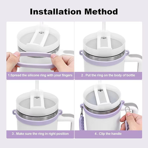 Factory Wholesale Eco-Friendly Reusable for Cup <b>Silicone</b> Sleeve Handle Strap Portable Cup Holder Grip Tumblers Bottles - Product Image 5