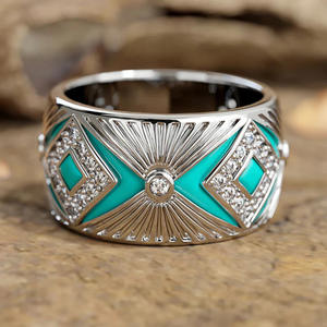 Anillo de Cóctel Geométrico T0873 para Mujer, con Circonita Cúbica Creada en Laboratorio, Engaste Pavé, Anillos de Moda para Fiesta - Product Image 1