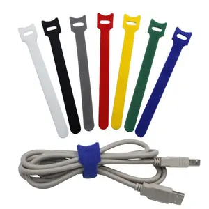 Custom Velcroes Cable Ties Printed Brand Logo Hook And Loop Strap