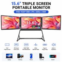 Monitor Triple de Alta Definición de 15.6 Pulgadas, 1920*1080 IPS 60Hz, Soporte Metálico Plegable, Altavoces Integrados para Oficina
