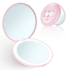 Specchio pieghevole da viaggio illuminato da specchietto per il trucco cosmetico per il trucco portatile Mini specchio da tasca con Le
