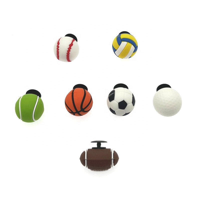 Großhandel PVC-Zöpfe 3d-Schuh-Charms Basketball Fußball-Schuhzubehör Sport-Ball-Schuh-Dekorationen