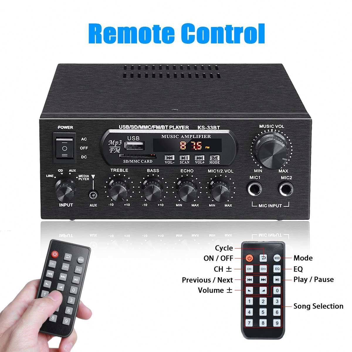KS-33BT HiFi Digital Amplifier - Bluetooth Stereo, USB, FM Radio