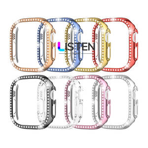 เคสปกป้องเพชรหรูหราสำหรับ <span class=keywords><strong>Apple</strong></span> <span class=keywords><strong>Watch</strong></span> Ultra 49มม.,เคสป้องกันสำหรับ IWatch <span class=keywords><strong>Series8</strong></span>กรอบกลวง PC สำหรับผู้หญิง - Product Image 2