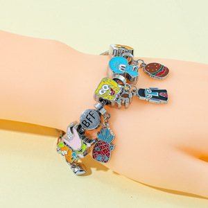 Cute Charming Cartoon Sea Anime Charm <b>Bracelet</b> <b>Fashionable</b> Oiled DIY <b>Beaded</b> Zinc Alloy Jewelry Accessory For Daily - Product Image 3