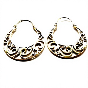 Simple Design Brass Hoop Earring Gold Color Hoop Brass Jewelry for <b>Younger</b> Girls - Product Image 5