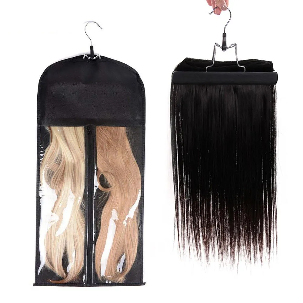 Custom Wig Hanger Hair Packaging Bags Non Woven Satin Wig Storage Bag with Hanger