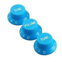 Boutons de commande de pédale d'effet AMP 1V2T en plastique bleu, boutons de guitare en forme de chapeau haut de forme pour guitare électrique basse