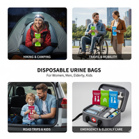 Sac à urine liquide jetable unisexe de 700 cc/800 cc/900 cc avec fermeture éclair supérieure, matériau PE durable pour les voyages en plein air, utilisation en cas d'urgence