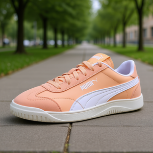 Zapatillas Deportivas Retro Puma Club 5V5 para Mujer, Color Peach Fizz Blanco, Parte Superior de PU, Forro de Malla, con Cordones, Punta Redonda, Entresuela de EVA, Aumentan la Altura - Product Image 2