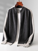 Cárdigan de punto con cremallera para hombre, cuello medio alto, manga larga, patrón 3D, grueso, holgado, capa base de otoño