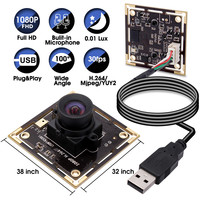 Caméra USB ELP 0.01Lux faible luminosité H.264, caméra mini USB Full HD 1080p avec microphone