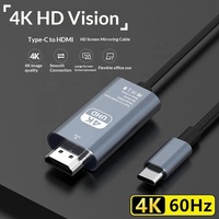 USB-C zu HDTV 4K 60Hz Adapterkabel Blau-Grau Aluminiumgehäuse für TV Projektor Monitor Typ-C Kabel