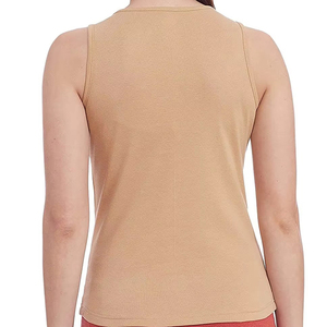 Débardeur en tricot uni à col rond pour femme, respirant, style décontracté, 100% coton, sans manches, personnalisable sur le devant, pour la saison estivale - Product Image 3