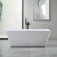 Baignoire carrée en acrylique moderne et minimaliste pour projets hôteliers, appartements, maisons d'hôtes et petits appartements, profonde et autoportante