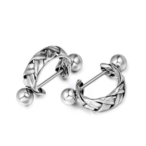 Woven <b>Stud</b> Earrings Tibetan <b>Silver</b> Geometric Design CF114 - Product Image 1