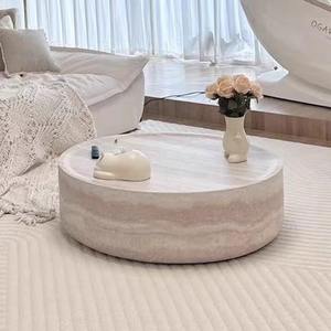 Juego de mesa de té y café travertino de lujo moderno estilo Wabi-Sabi mesa de esquina lateral de cristal creativa para sala de estar diseñador de arte para el hogar - Product Image 4