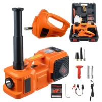 Gato hidráulico eléctrico de acero 5 en 1 para coche, 5T DC12V con llave de impacto, inflador de neumáticos, luz LED integrada y elevación rápida