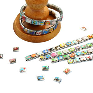 Bracelet à breloques en acier inoxydable européen et américain, module <span class=keywords><strong>italien</strong></span>, couleur huile, dessin animé, bricolage, accessoires de bijoux - Product Image 6