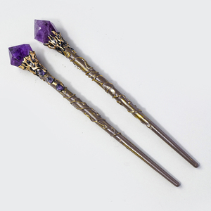 Wholesale Natural Amethyst Crystal Magic <strong>Wand</strong>, Hand Carved Gemstone <strong>Witch</strong> <strong>Wand</strong> for Altar Ritual Cosplay - Product Image 1